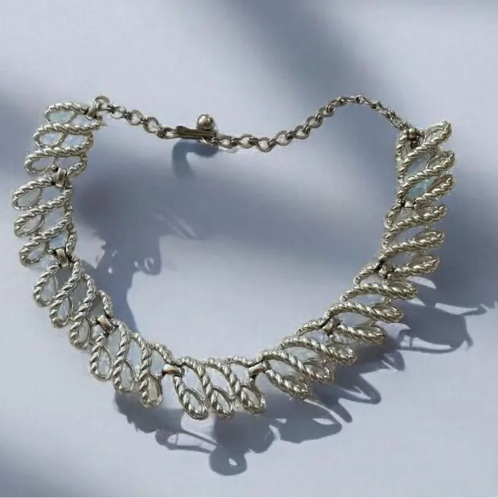 Coro‎ Vintage Silver Tone Choker Necklace Jewelry